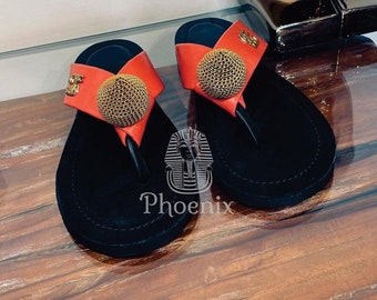 Ahenema Slippers, African Slippers, Slippers, Cross Slippers, African Wedding Slippers, Traditional Slippers, Royal Slippers