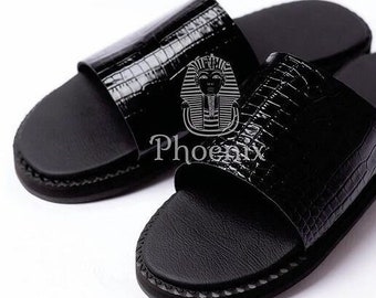 Ahenema Slippers, African Slippers, Leather Slippers, Cross Slippers, African Wedding Slippers, Traditional Slippers, Royal Slippers,