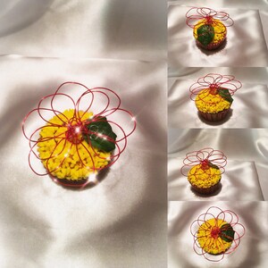 Flower power , magent cupcake topper, flower cupcake topper doubles as a fridge magent for weddings, wedding menento