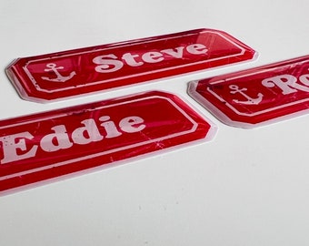 Steve/Robin/Eddie Scoops Epoxy Domed Name Badge Sticker Pack
