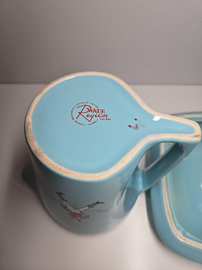 Vtg Johnnie Walker Water Jug Pitcher And Ashtray Dish Set Wade England image 8