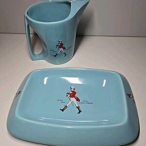 Vtg Johnnie Walker Water Jug Pitcher And Ashtray Dish Set Wade England image 2
