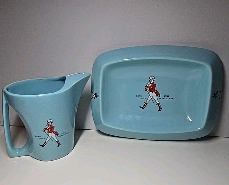 Vtg Johnnie Walker Water Jug Pitcher And Ashtray Dish Set Wade England image 1