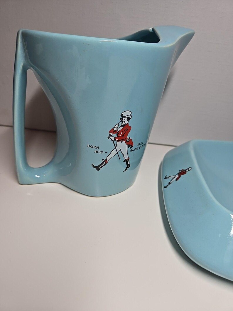 Vtg Johnnie Walker Water Jug Pitcher And Ashtray Dish Set Wade England image 3