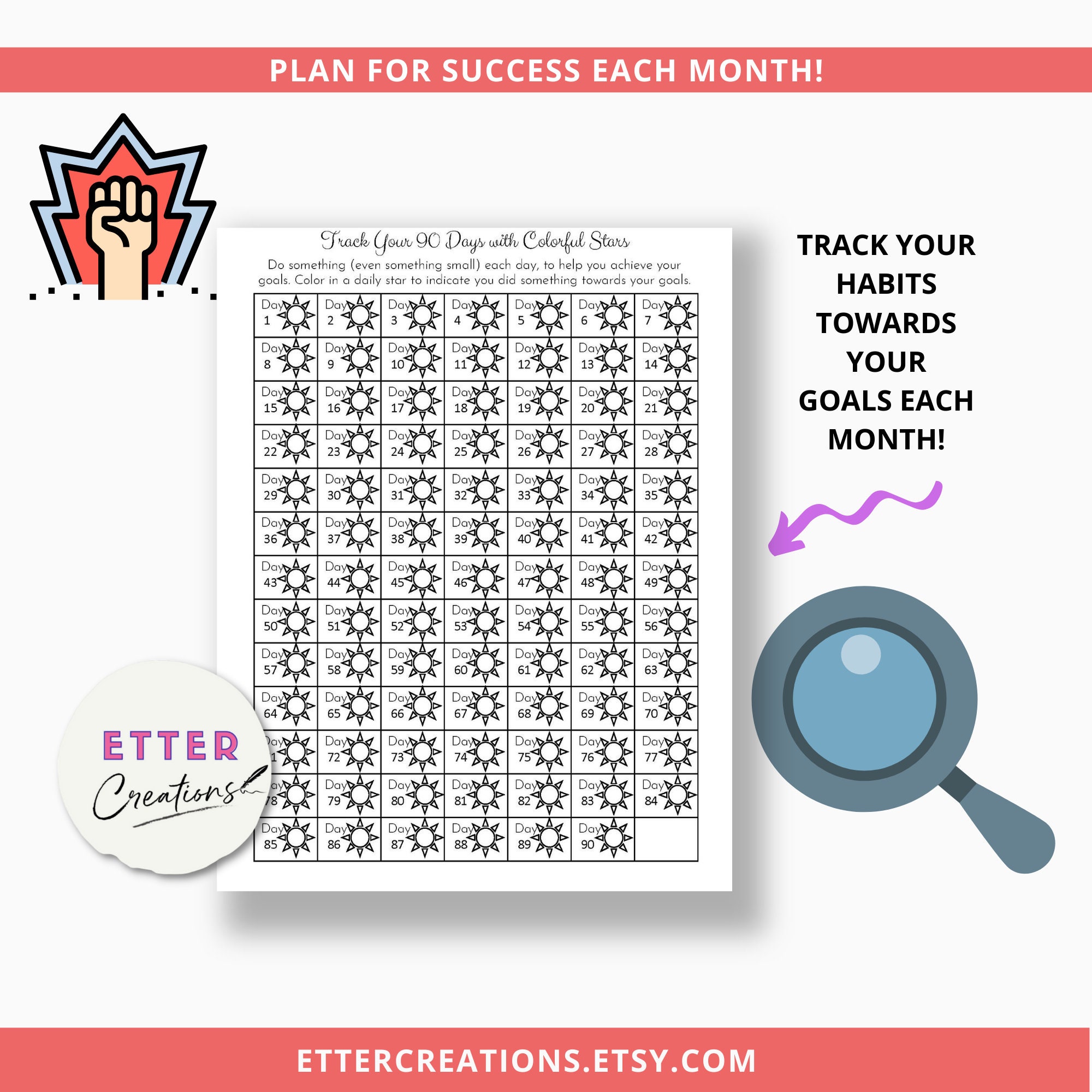 90 day Planner Printable Quarterly Planner Black &amp; White | Etsy