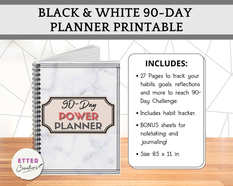 Goal Planner Printable 90 Day Challenge Quarterly Planner - Etsy