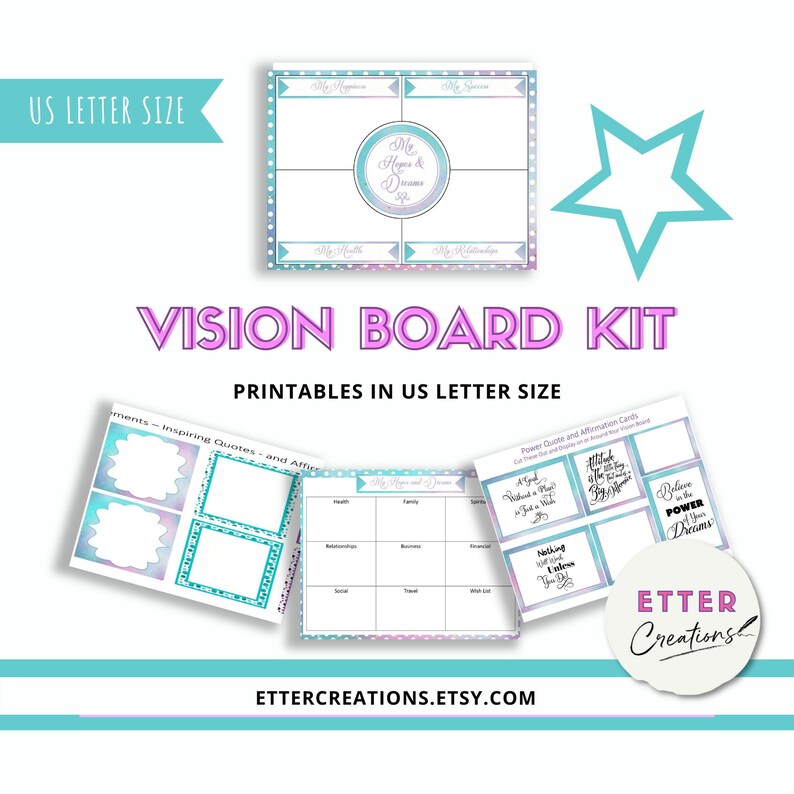 Vision Board Kit Dream Board Templates | Etsy