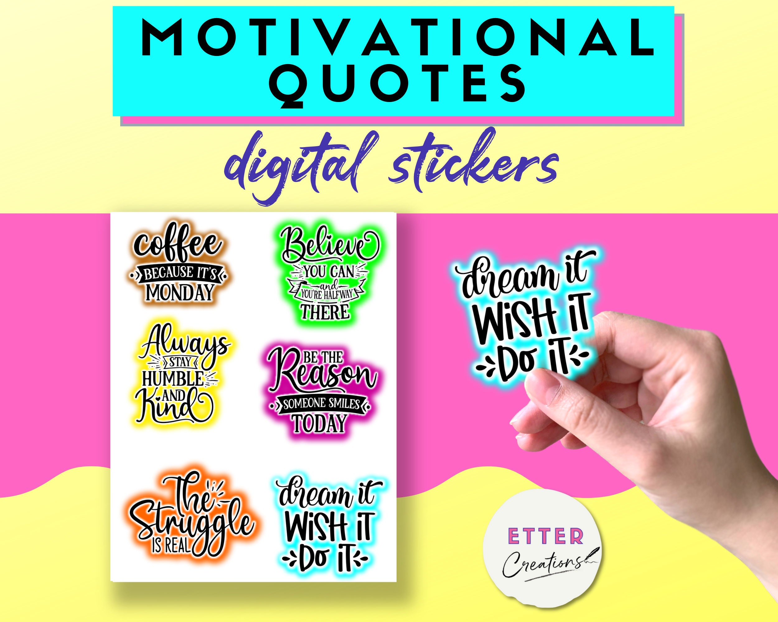 Motivational Quotes Stickers Goodnotes stickers Digital Etsy