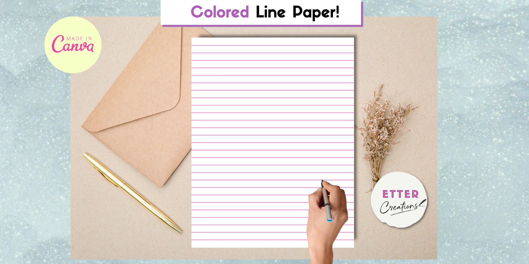 Canva Lined Journal Template, Digital Download Paper, Writing Paper