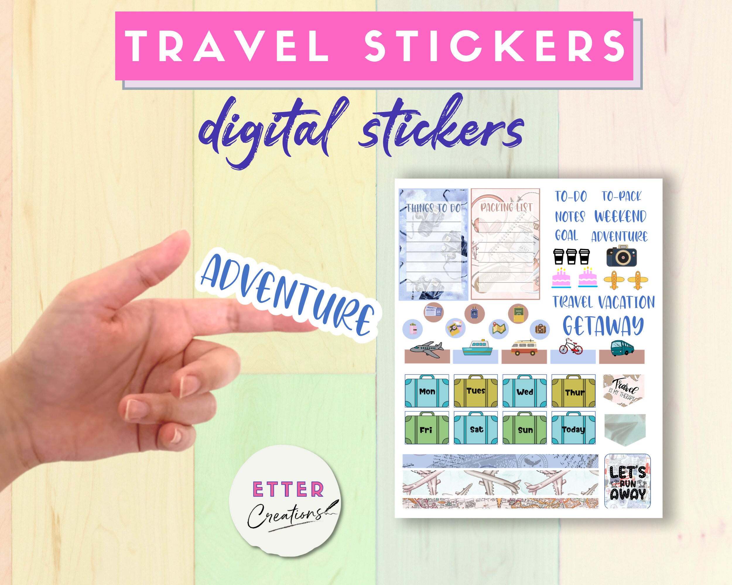 Travel Planner Stickers 50 pcs Goodnotes Digital Stickers Etsy