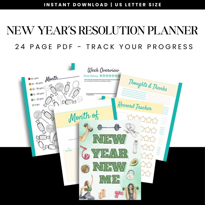 2025 New Years Resolution Planner, Resolutions Planner, New Year