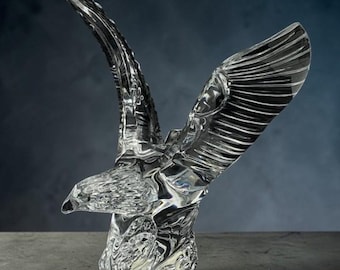 Waterford Crystal Vintage Fred Curtis Eagle Sculpture/Figurine With Outstretched Wings (Signed, Original Sticker) 1
