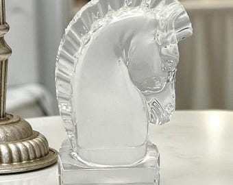 Steuben Crystal Equestrian Horse Head Paperweight/Sculpture 4.75-inch (Designed by Sidney Waugh #7779) Vintage 1930s