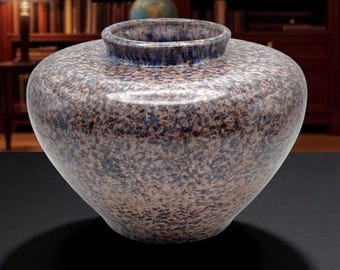 1990's Royal Haeger Large Art Deco Revival Vase (Faux Granite Pink Speckle Glaze) Vintage