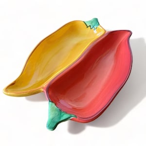 1990’s C.A. (Clay Art, San Francisco) “Chili Fest” Chili Pepper Divided Dish (Vintage,Salsa,Peppers)