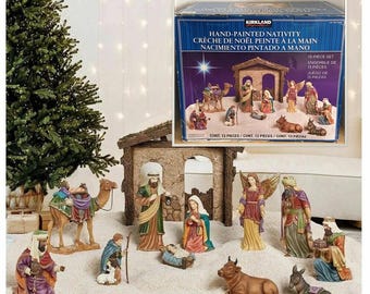 Vtg Costco Kirkland 12 Pc Porcelain CHRISTMAS NATIVITY SET in