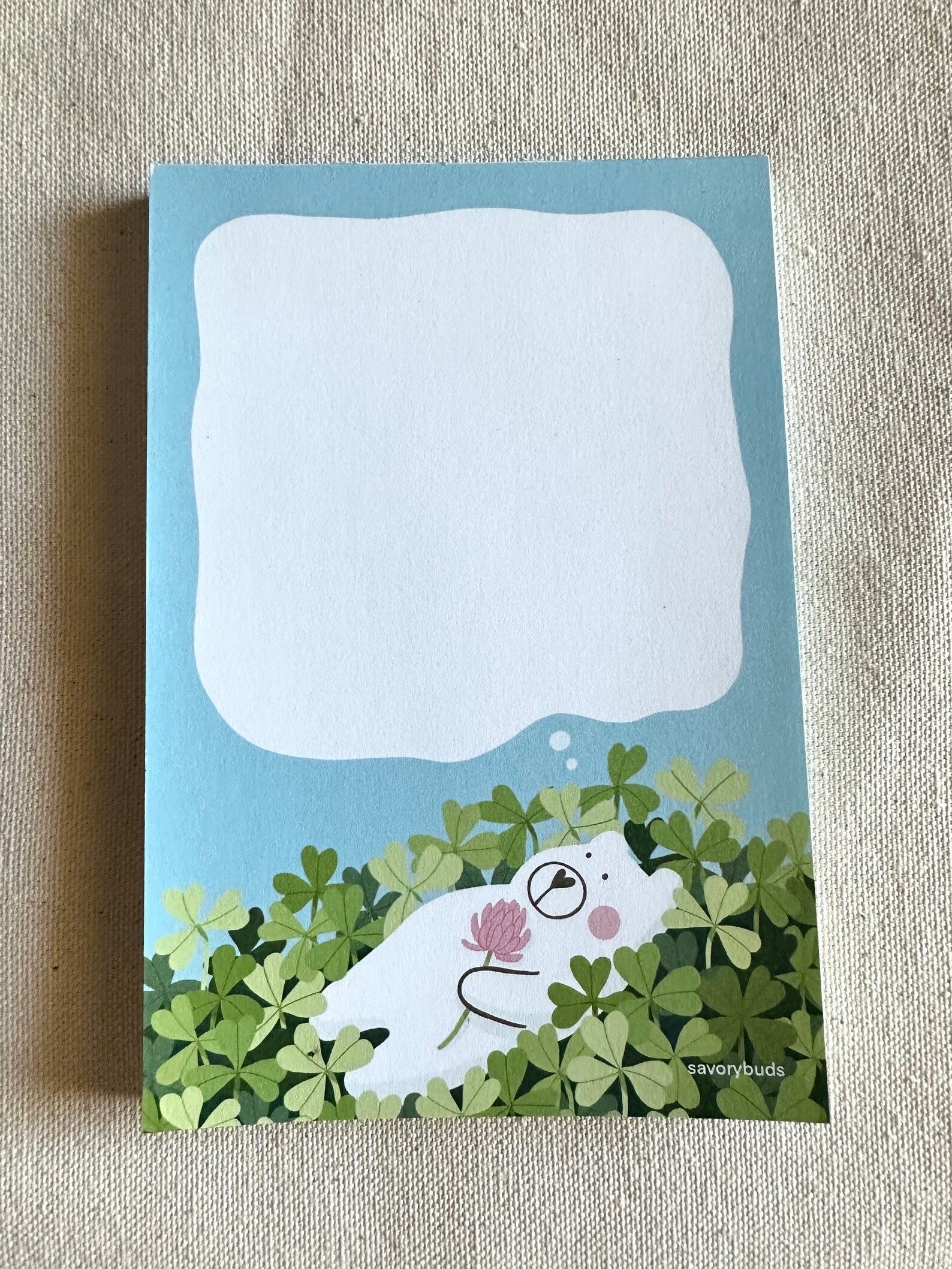 Bear Laying in a Clover Patch | Notepad - Etsy