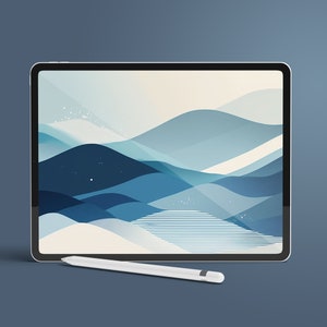 iPad / Apple Watch Blue Wave Background INSTANT DOWNLOAD - Gradient, Abstract, Kawaii, iPad, iWatch, Tablet, Macbook, Wallpaper