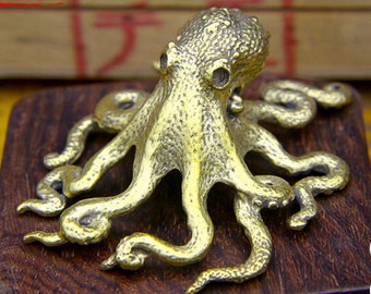 Chinese Brass Hand Carved Octopus Statue, home decoration ,antique collection