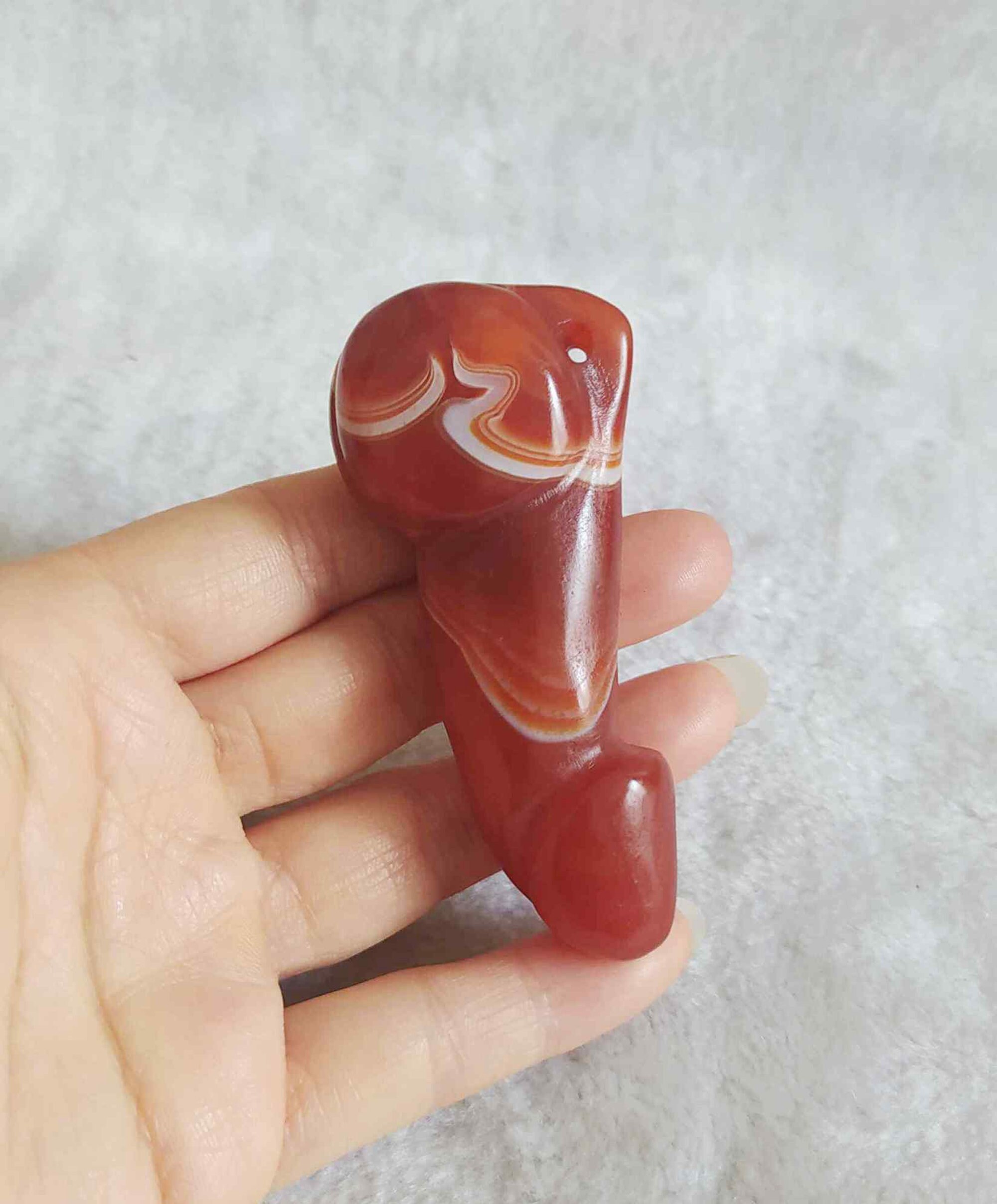 Chinese Hongshan Culture Vintage Agate Carved Dildo Anal Plug image