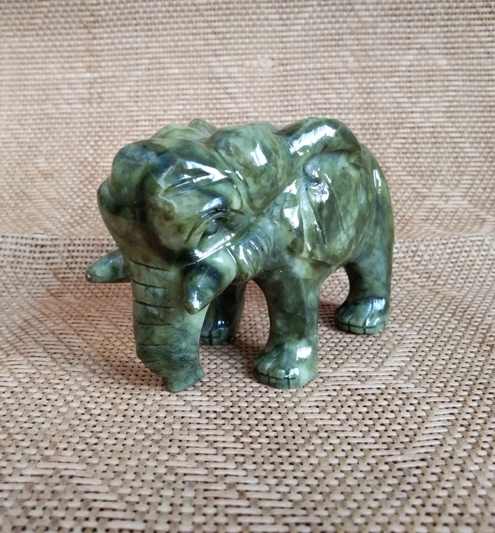 Natural Green Jade Carved Elephant Figurine Elephant Home Etsy