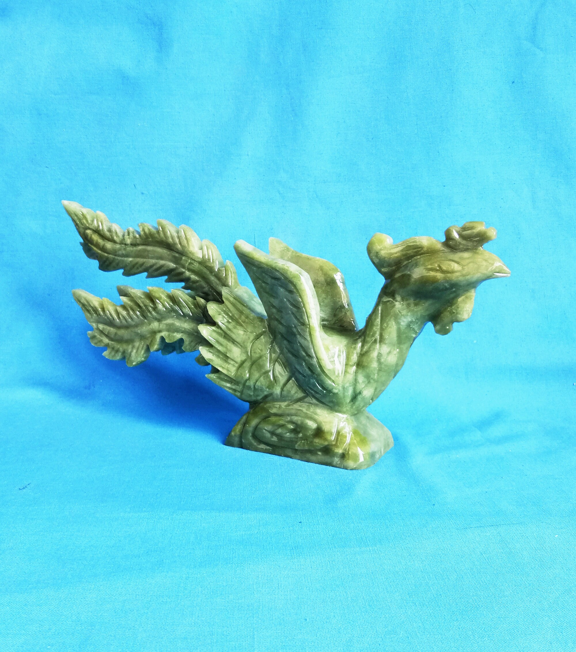 Natural Green Jade Statue. Carved with a powerful phoenix Etsy