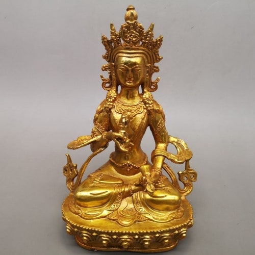 Tibet Antique Brass Hand Carved Buddha shops Statue, home decoration, antique collection