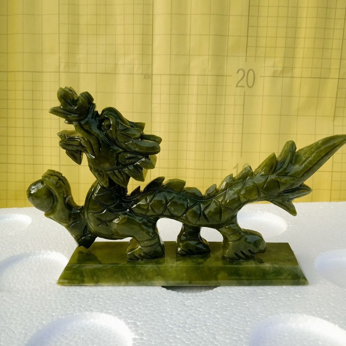 Natural Green Jade Statue. Carved With a Dragon Image. E1833 Etsy