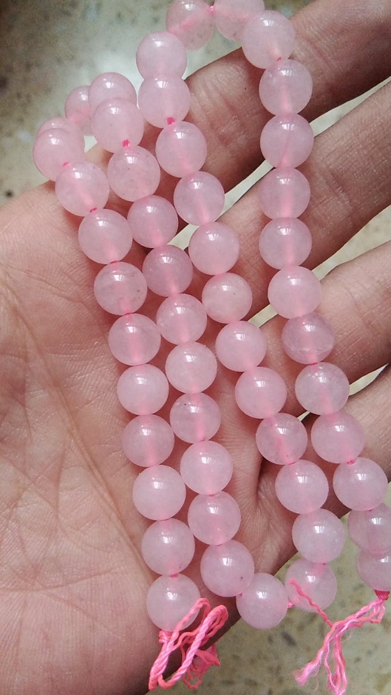 Natural Pink Rose Quartz Beads For Necklace,Pendant,Earring Smooth Polished Round 8mm 15.4 Inch