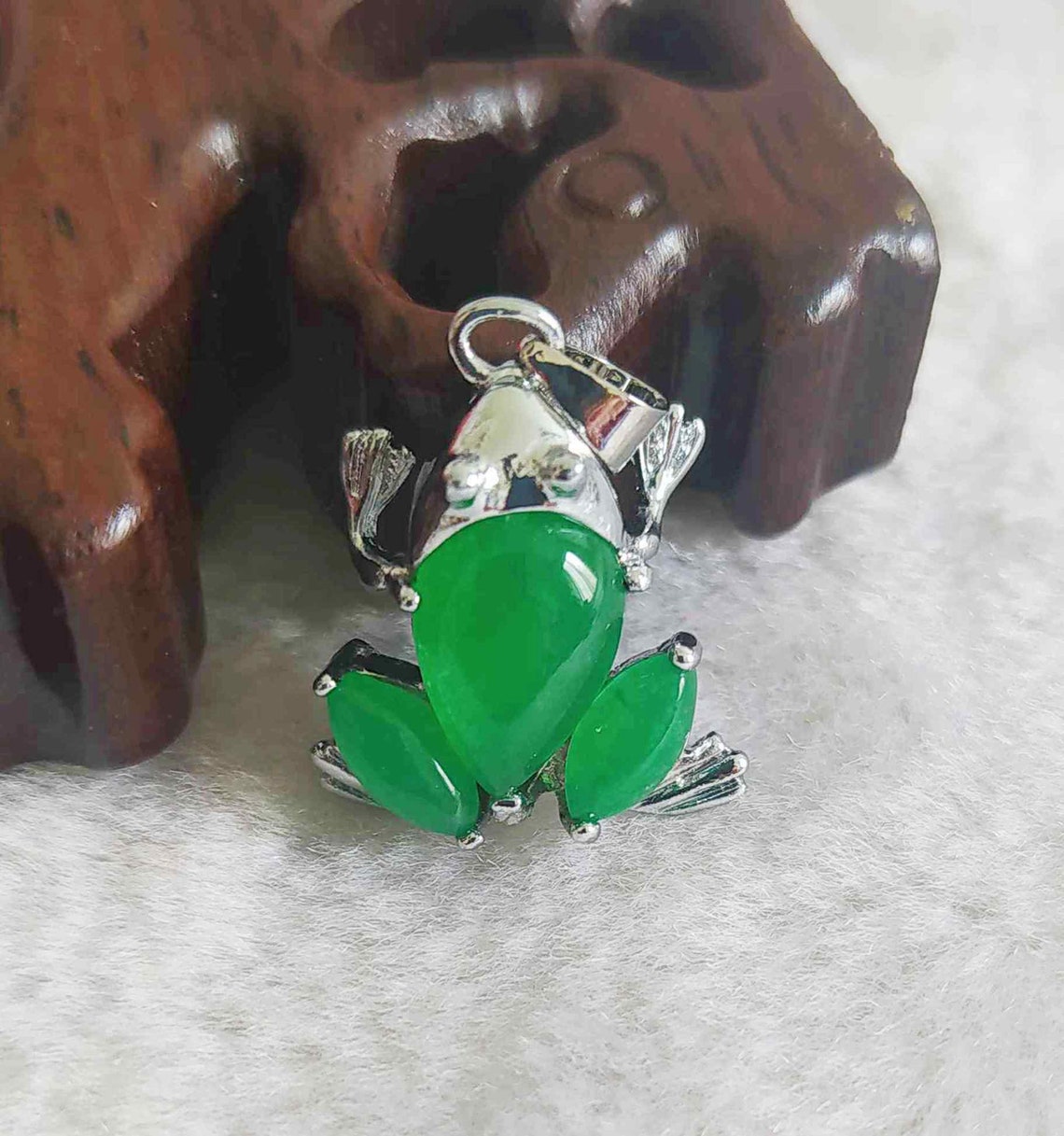 Natural Green Jade Frog Amulet Pendant E2748 Etsy