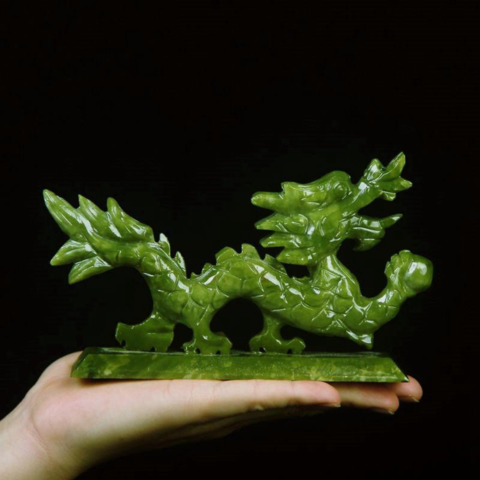 Natural Green Jade Statue. Carved With a Dragon Image. E1833 Etsy