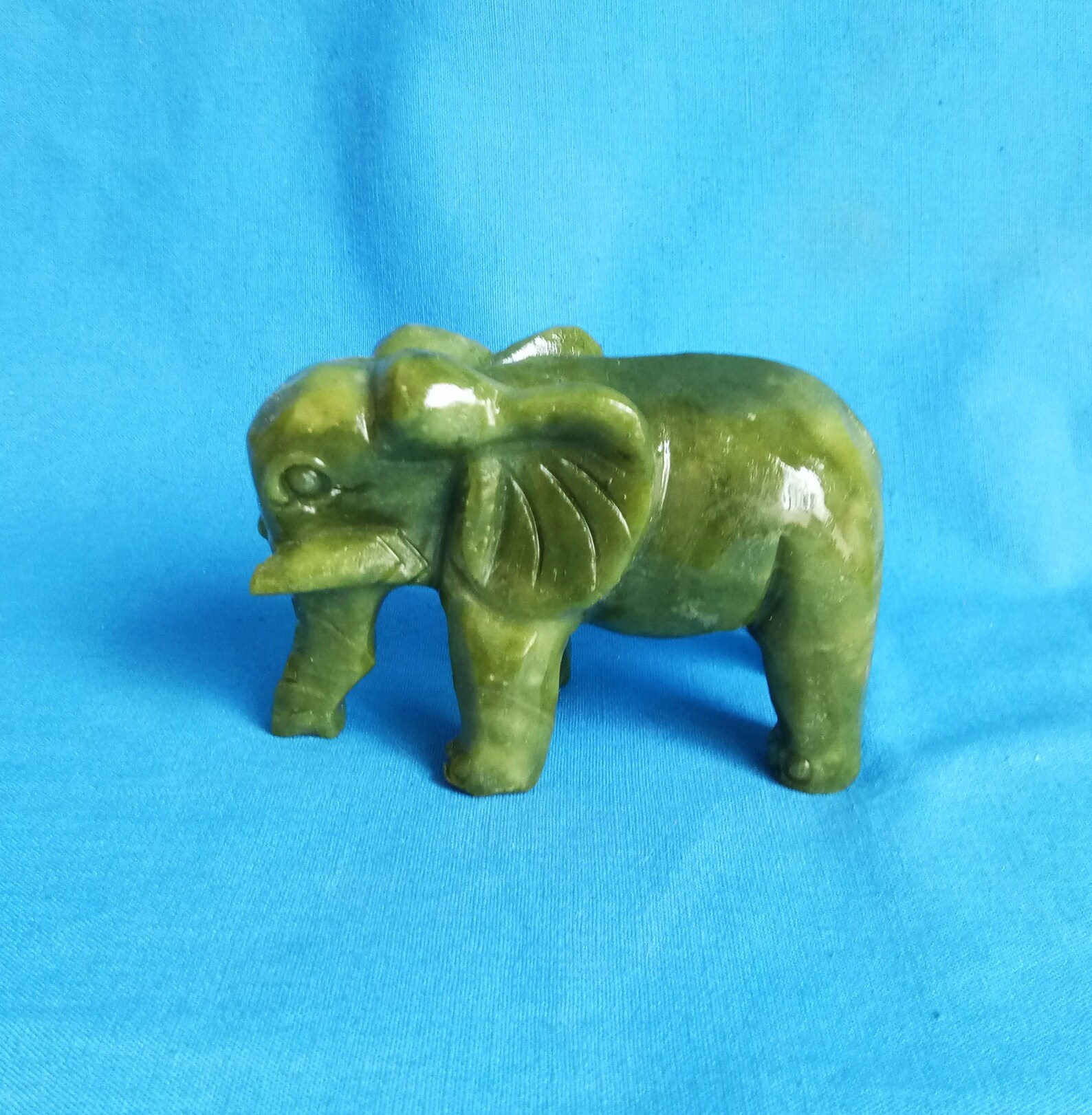 Natural Green Jade Carved Elephant Figurine Elephant Home Etsy