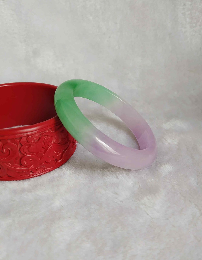Natural jadeite bangle Burma jadeite bangle E1896 green violet ice bangle