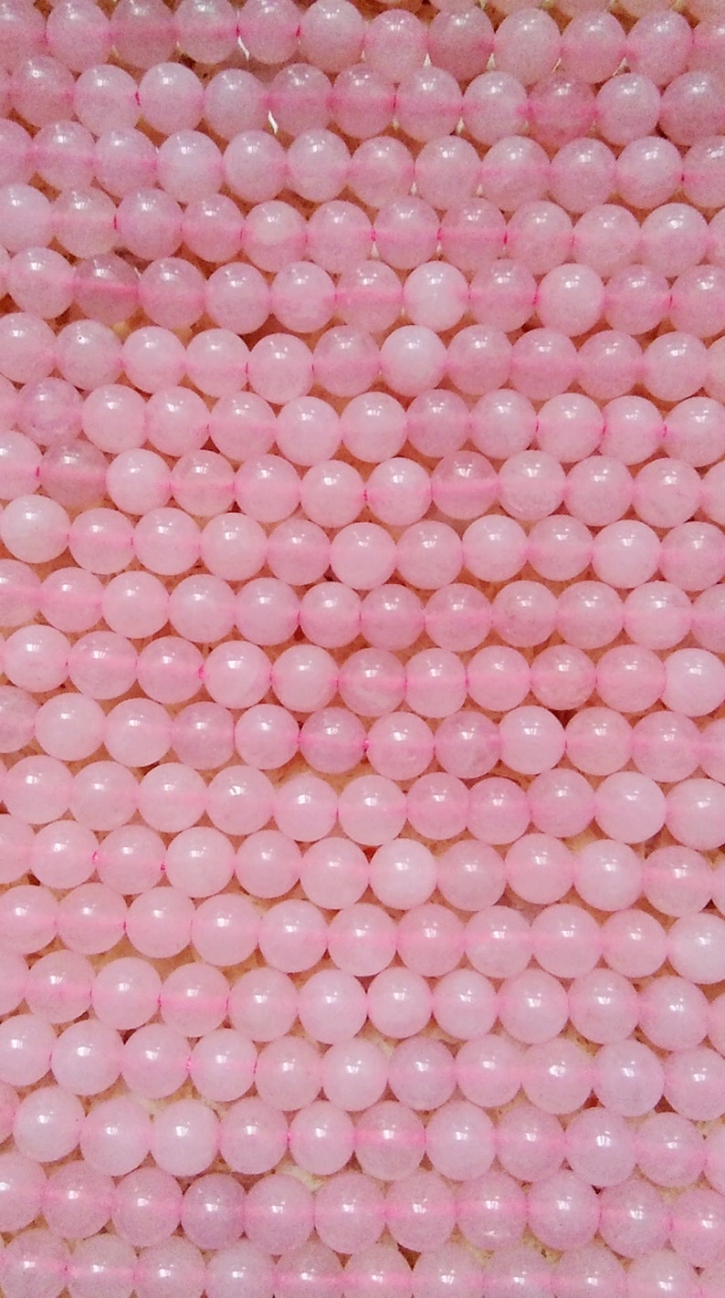 Natural Pink Rose Quartz Beads For Necklace,Pendant,Earring Smooth Polished Round 8mm 15.4 Inch