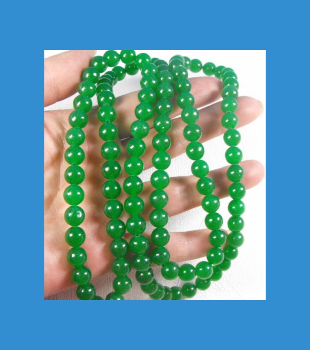 8mm Natural Green Jade Carved 108 Prayer Beads Necklace / Etsy