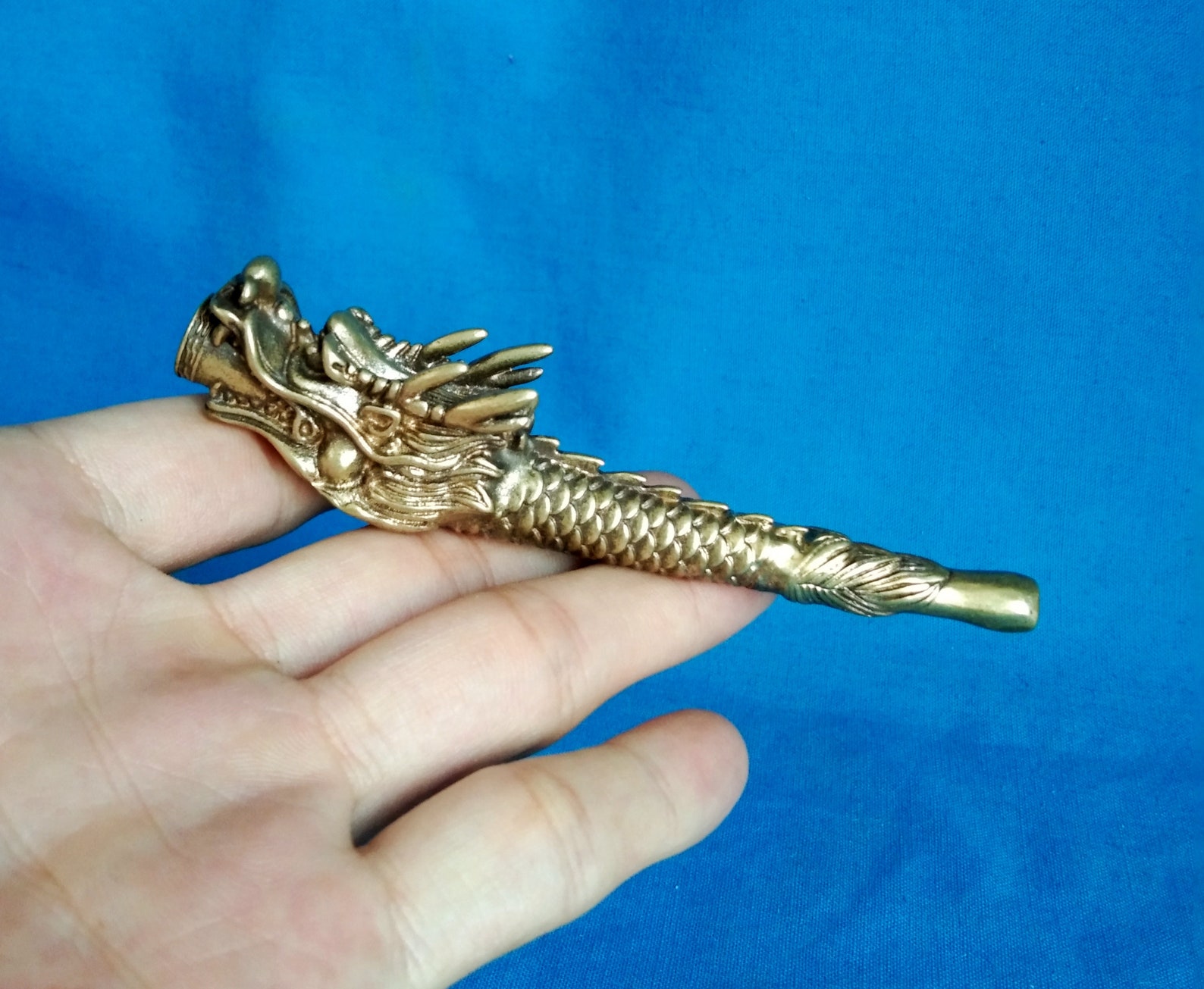 Chinese Brass Hand Carved Dragon pipe traditional oldstyle Etsy