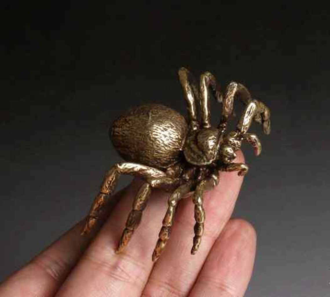 Antique Brass Hand Carved Spider Statue Home Decoration Etsy