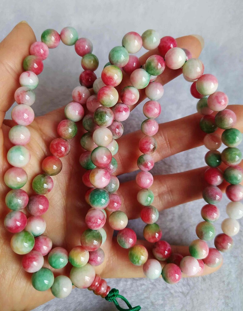 Natural Colorful Jade 108 prayer beads necklace /bracelet Etsy