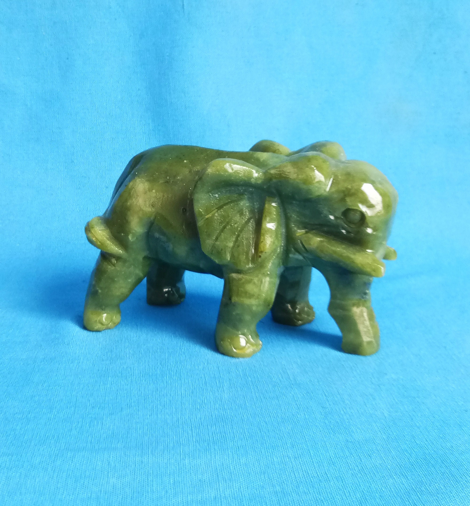 Natural Green Jade Carved Elephant Figurine Elephant Home | Etsy