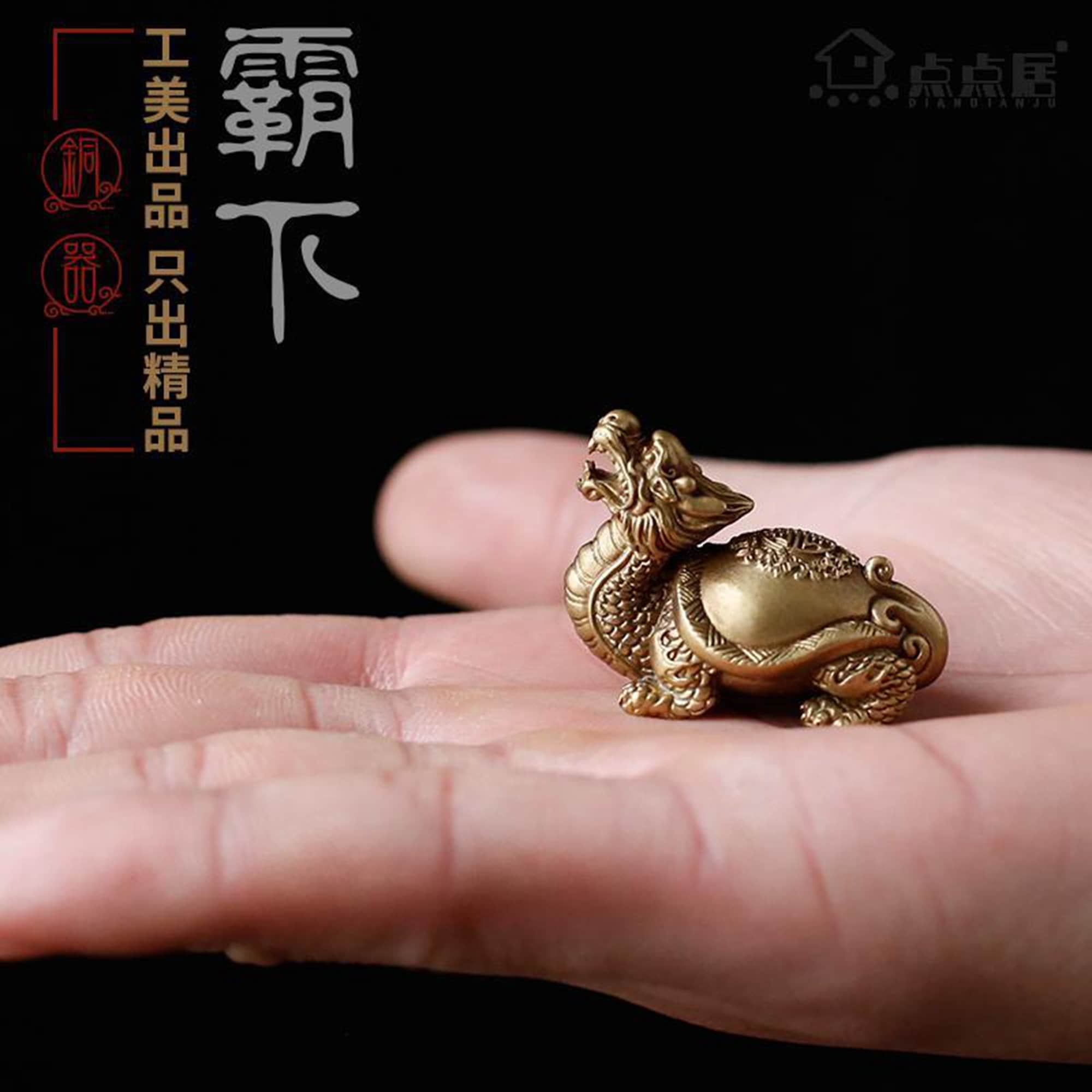 Chinese Antique Brass Dragon Turtle Sailing Home decorations Qianlong Year 