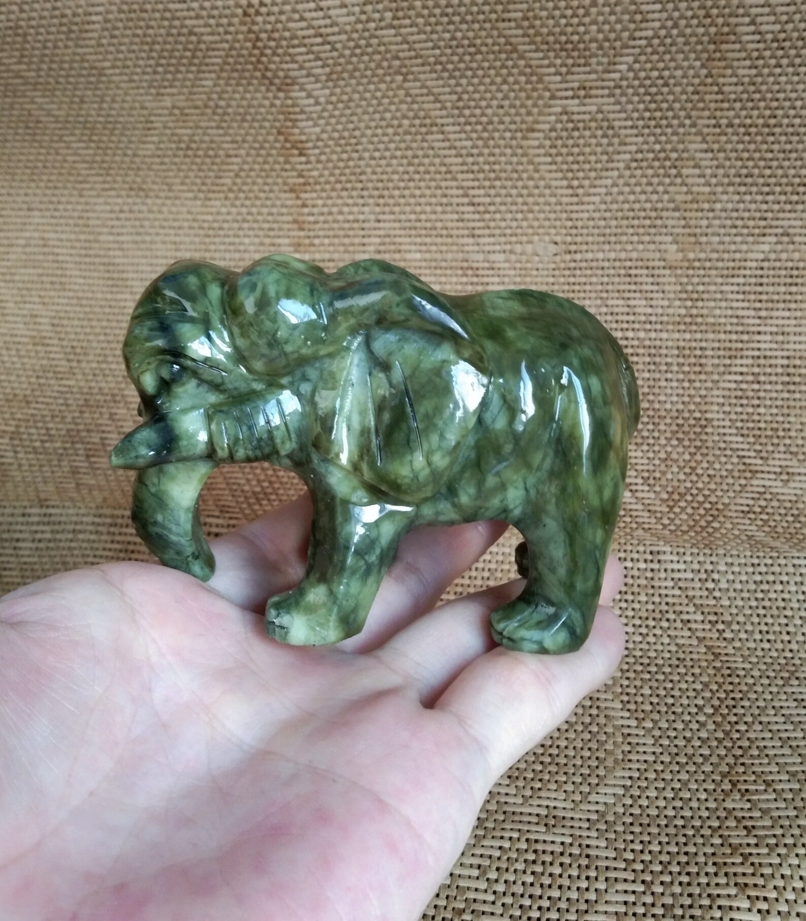 Natural Green Jade Carved Elephant Figurine Elephant Home Etsy