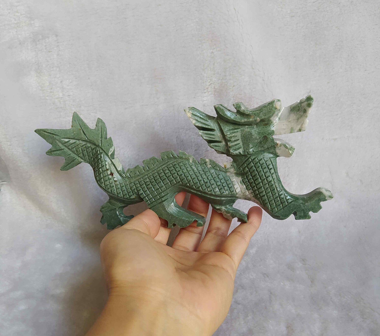 Natural Green Jade Statue. Carved With a Powerful Dragon Image Etsy