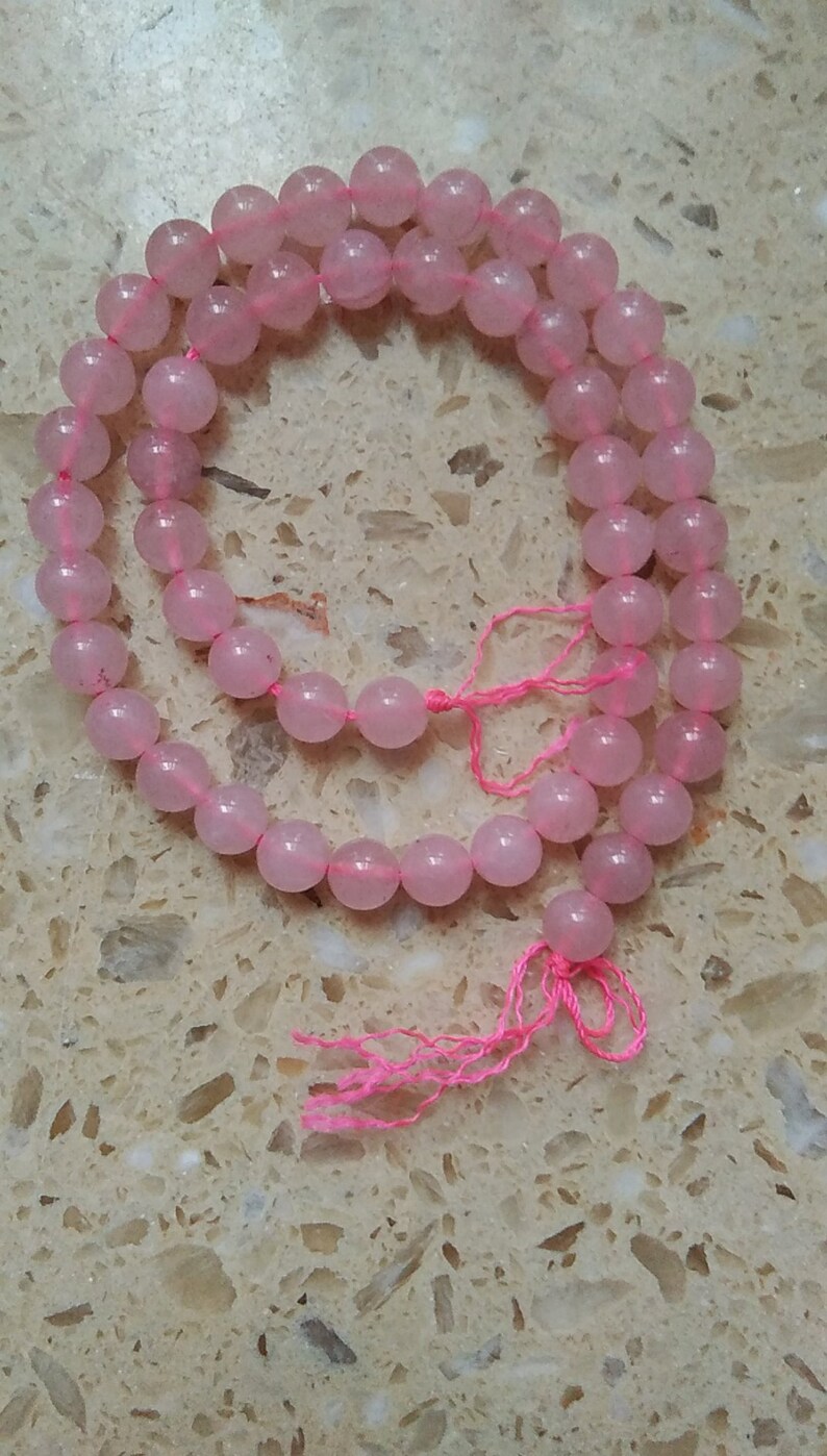 Natural Pink Rose Quartz Beads For Necklace,Pendant,Earring Smooth Polished Round 8mm 15.4 Inch