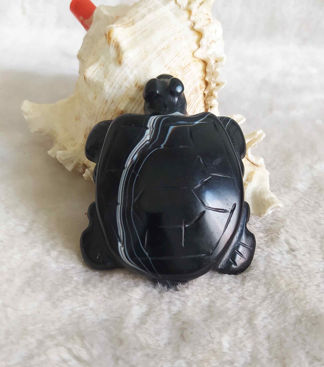 Chinesische Hongshan Kultur natürliche Alashan schwarz Achat geschnitzt