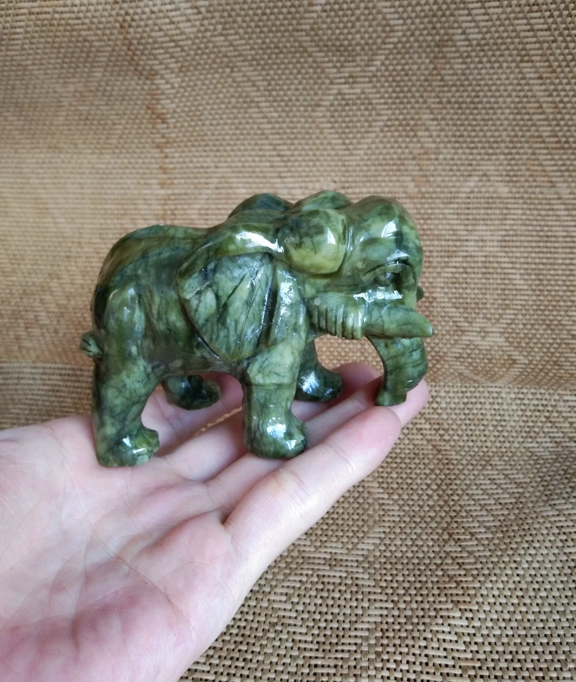 Natural Green Jade Carved Elephant Figurine Elephant Home Etsy