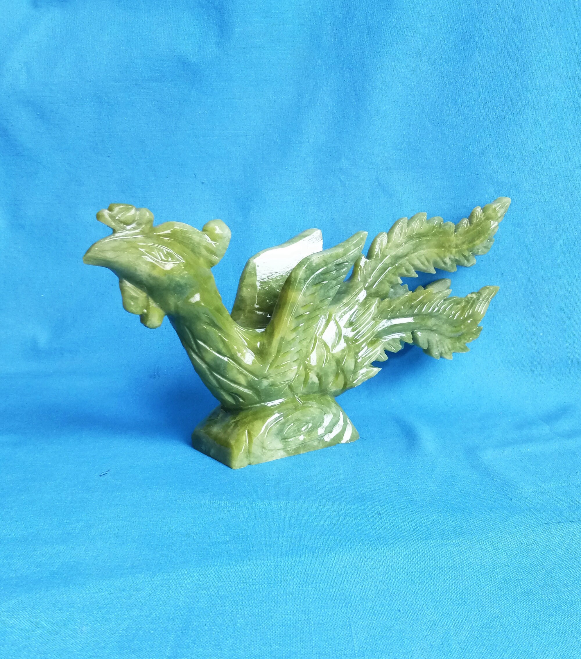 Natural Green Jade Statue. Carved with a powerful phoenix Etsy