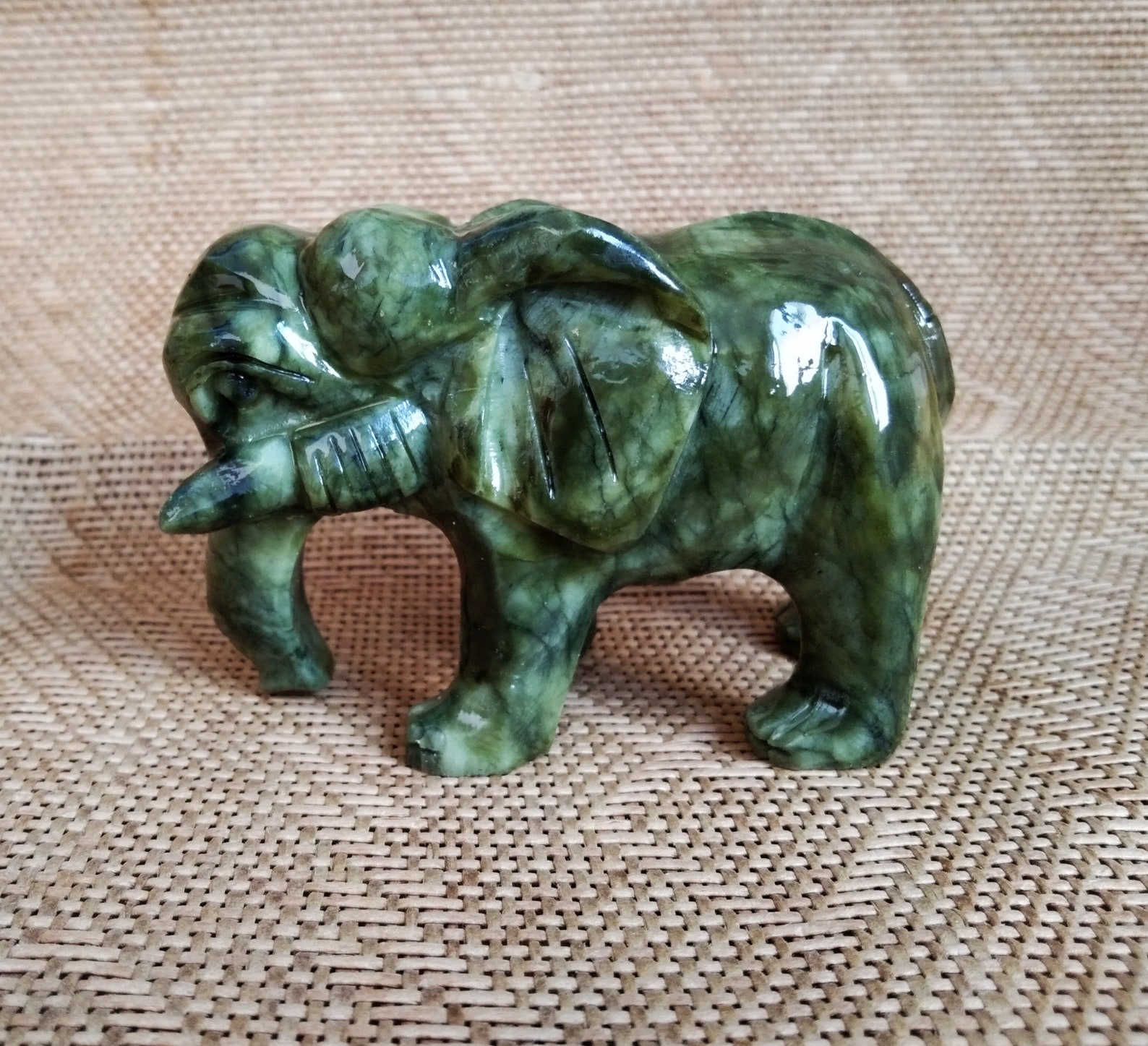 Natural Green Jade Carved Elephant Figurine Elephant Home Etsy