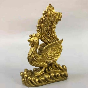 Solid Brass Hand Carved Phoenix Statue, home decoration E2849