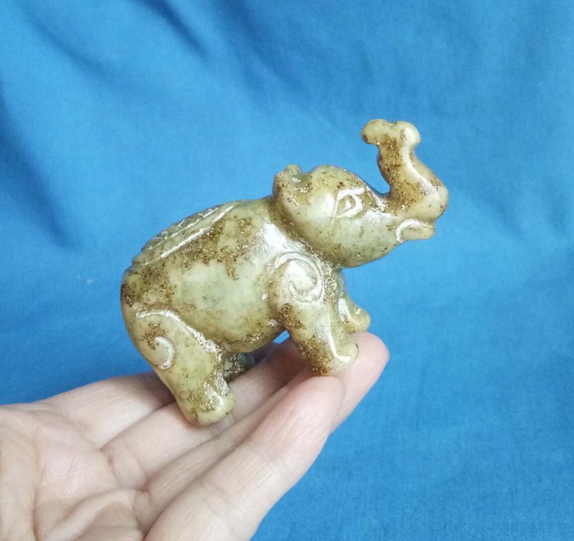 3' Large Jade Carved Elephant Figurine Antique Elephant Etsy
