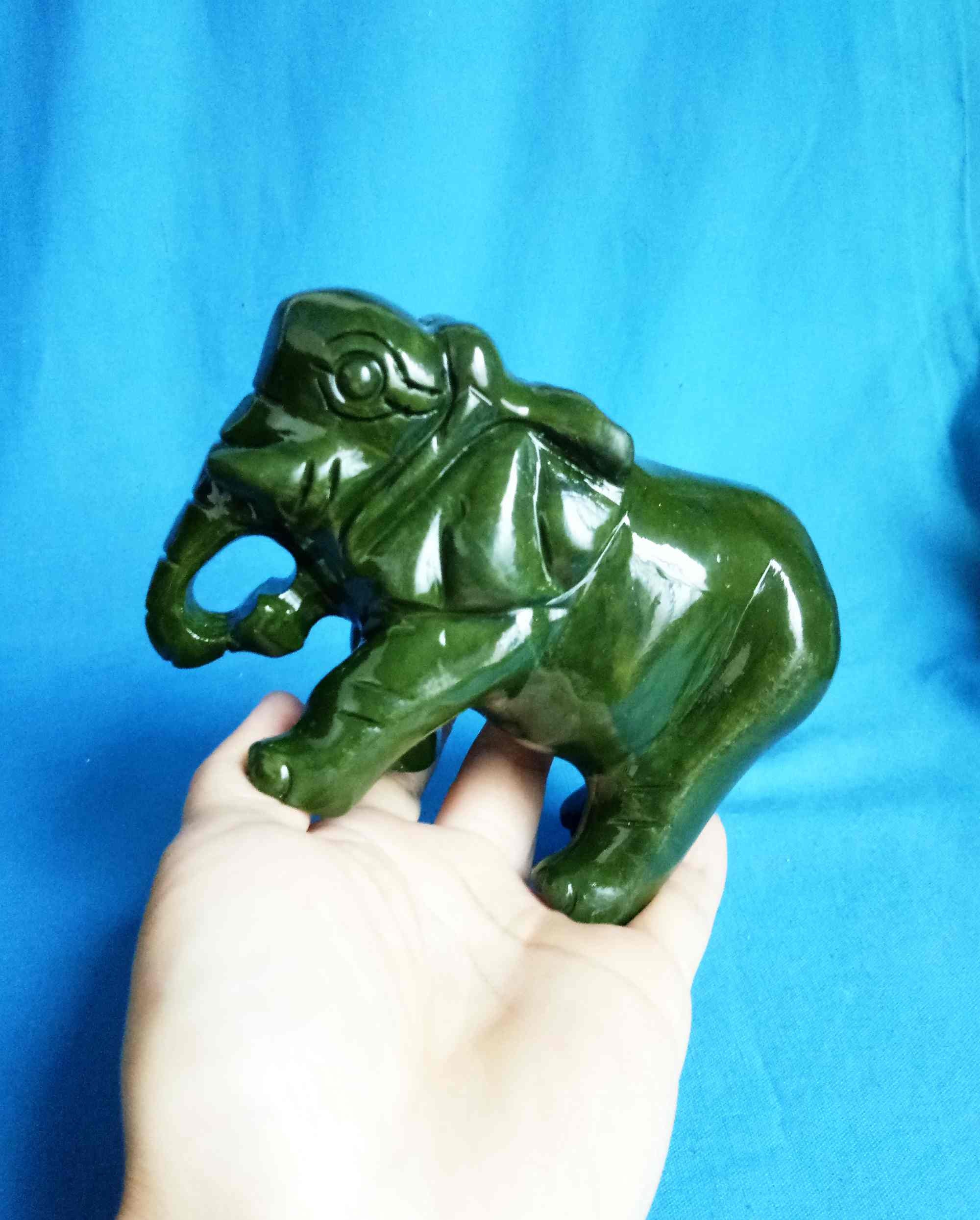 Big Natural Green Jade Carved Elephant Figurine Elephant Home Etsy